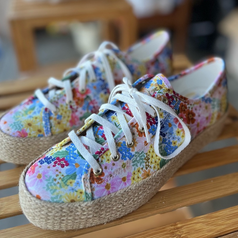 Keds Women's Rifle Paper Co Triple Kick Jute Margaux Platform Sneakers Sz 7